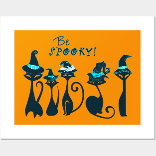 Be Spooky! Vintage Witch Cats Posters and Art